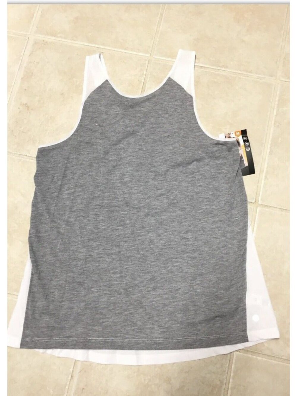 AVIA Gray Yoga Athletic Running Gray & White Shirt Tank Top Womens U8-31